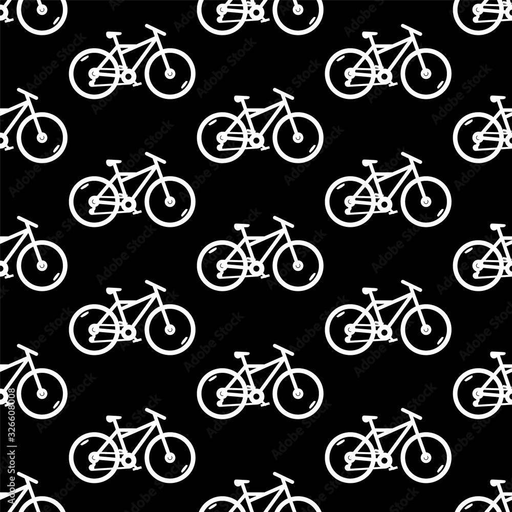 Vector seamless pattern with bicycles. Black and white texture Vector seamless pattern with bicycles. Black and white texture