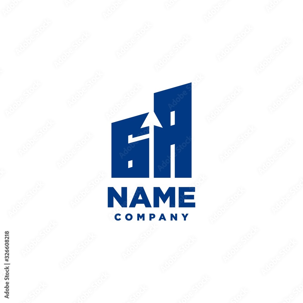 GA monogram logo with a negative space style arrow up design template GA monogram logo with a negative space style arrow up design template