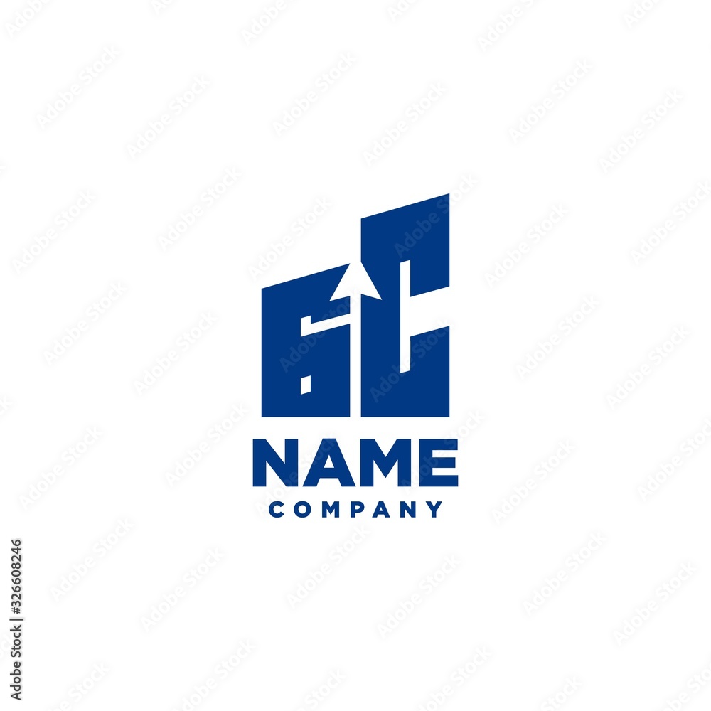GC monogram logo with a negative space style arrow up design template GC monogram logo with a negative space style arrow up design template