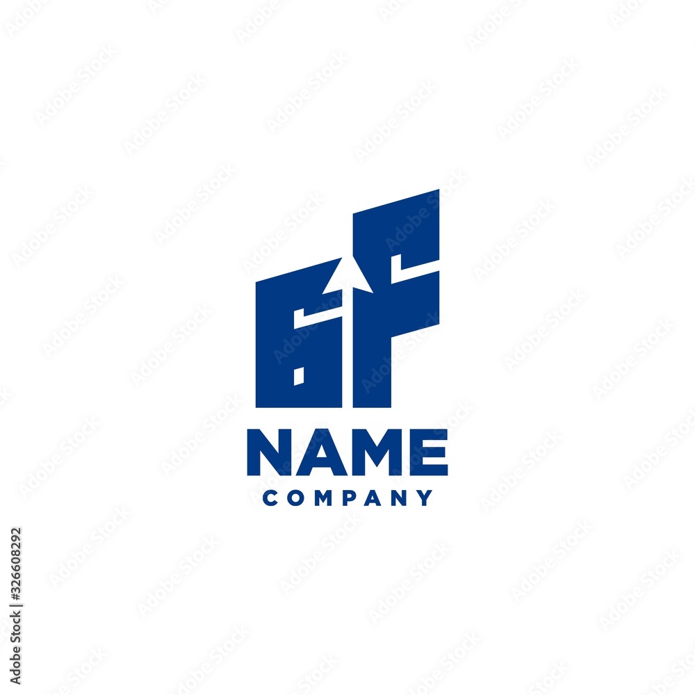 GF monogram logo with a negative space style arrow up design template GF monogram logo with a negative space style arrow up design template