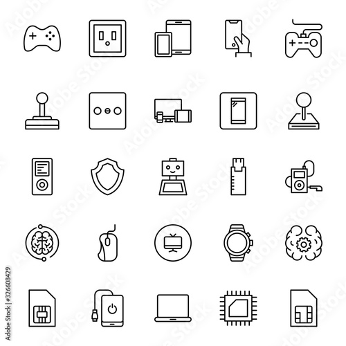Electronics set line icons