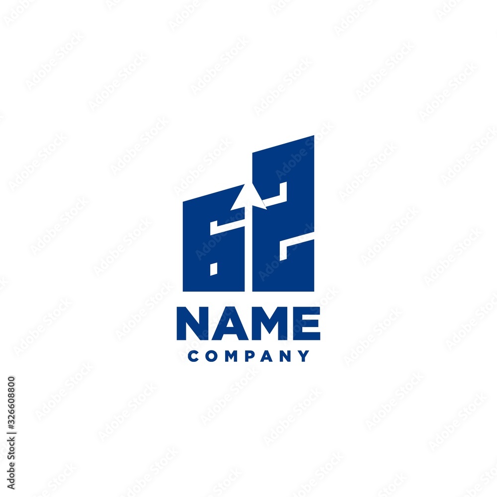 GZ monogram logo with a negative space style arrow up design template GZ monogram logo with a negative space style arrow up design template