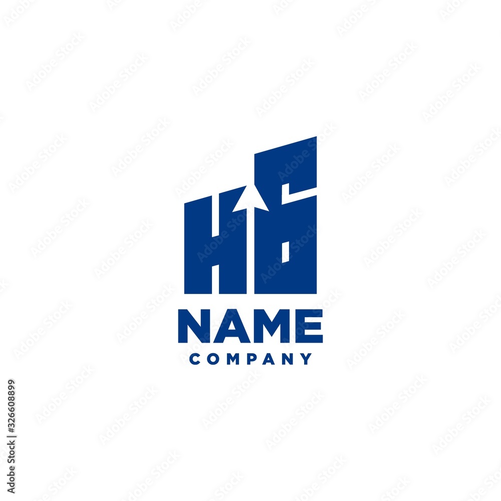 HG monogram logo with a negative space style arrow up design template HG monogram logo with a negative space style arrow up design template