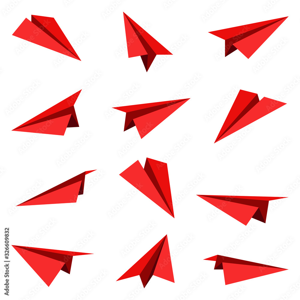 Paper plane collection isolated on white background. Origami plane. Paper plane collection isolated on white background. Origami plane.
