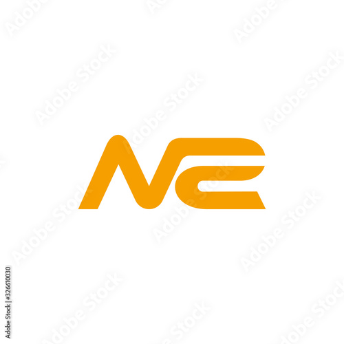 letter nr simple linked stripes motion geometric symbol logo vector