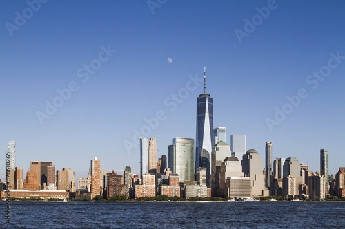 Beautiful view of New York city skyline with waterfront at daytime, USA