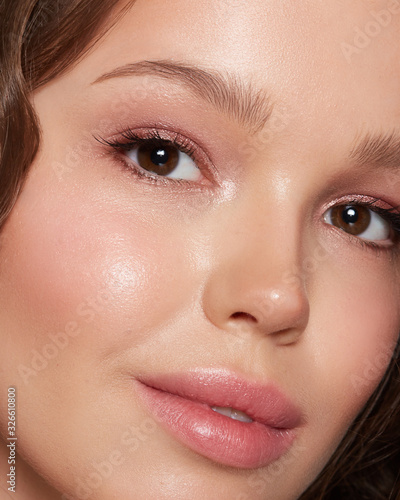  close-up young girl with clean skin