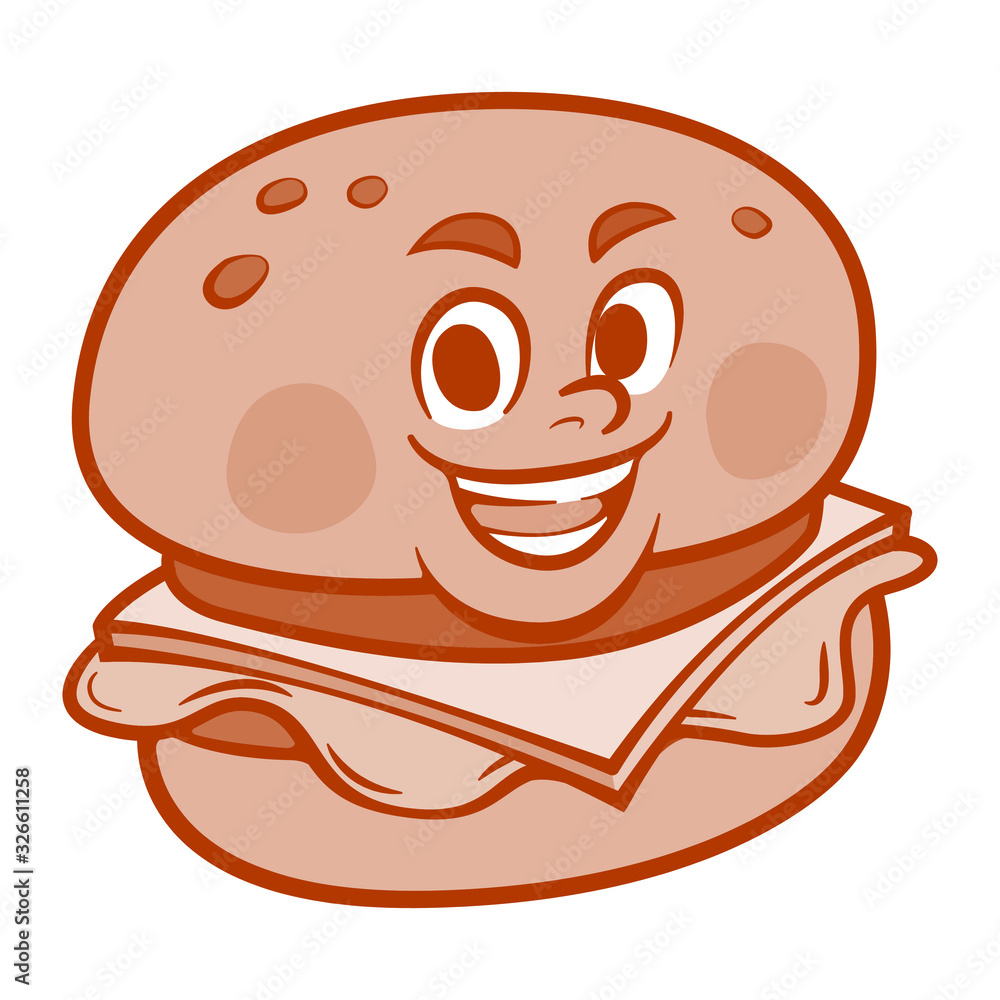 Burger boy character mascot with smile vector EPS10 Burger boy character mascot with smile vector EPS10