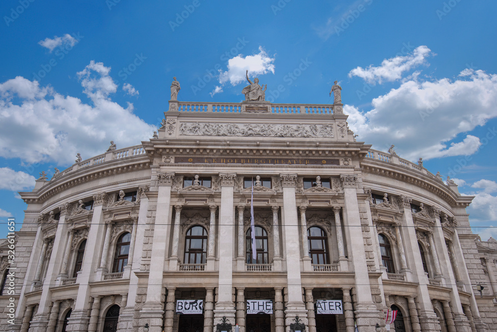 Vienna, Austria - Facade of historic Burgtheater (Imperial Court Theatre) and famous Wiener Ringstrasse