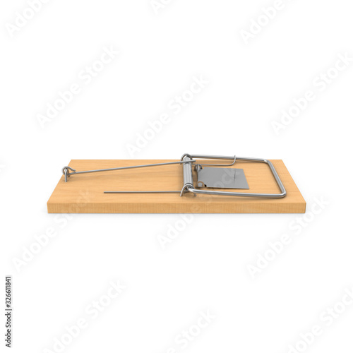 wooden mousetrap isolated on white background