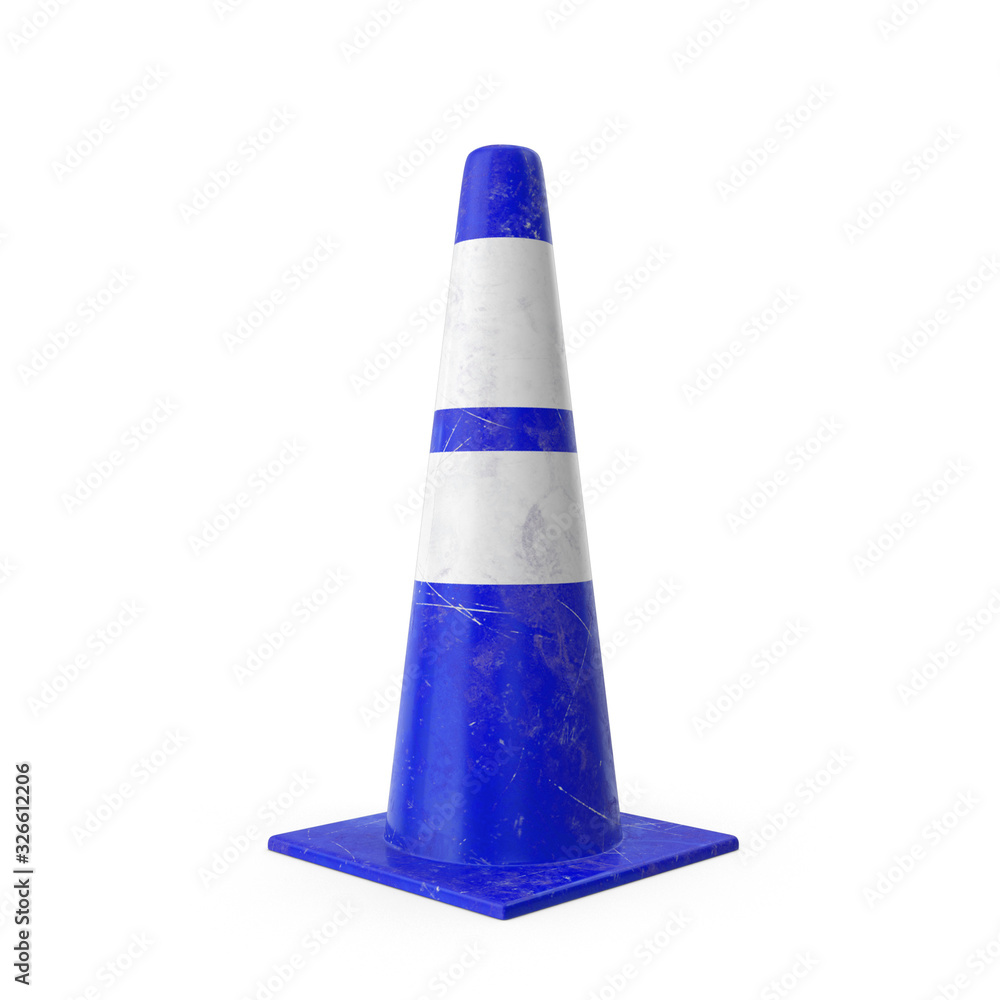 Blue Traffic Cone 3d render isolated on white background Blue Traffic Cone 3d render isolated on white background