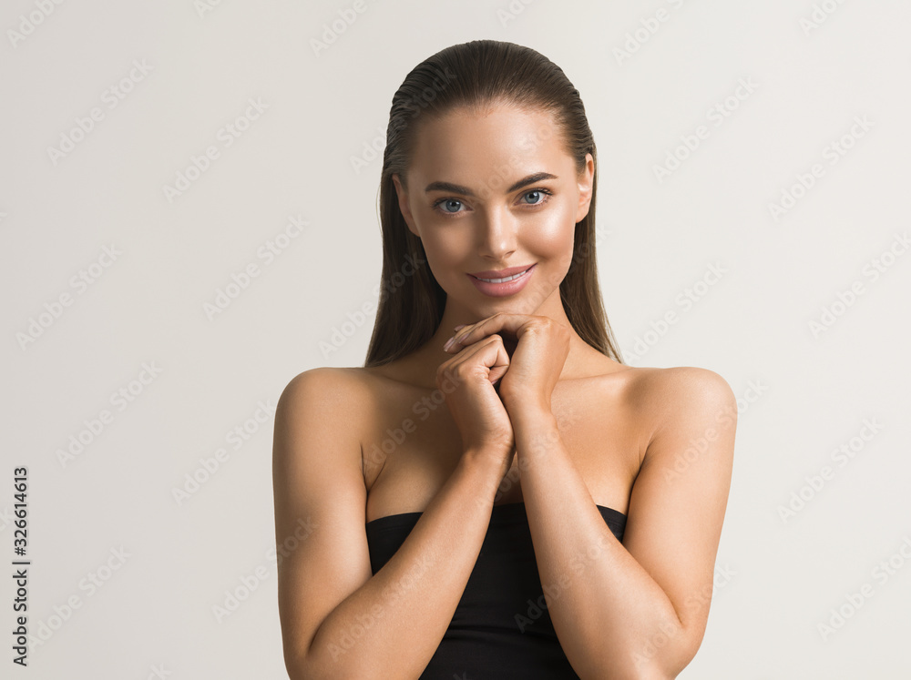 Beautiful woman model healthy beauty long hair and clean skin natural fashion skin care concept Beautiful woman model healthy beauty long hair and clean skin natural fashion skin care concept
