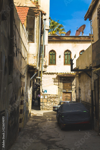 Old syrian lane in ancient city of Damascus, Syria 