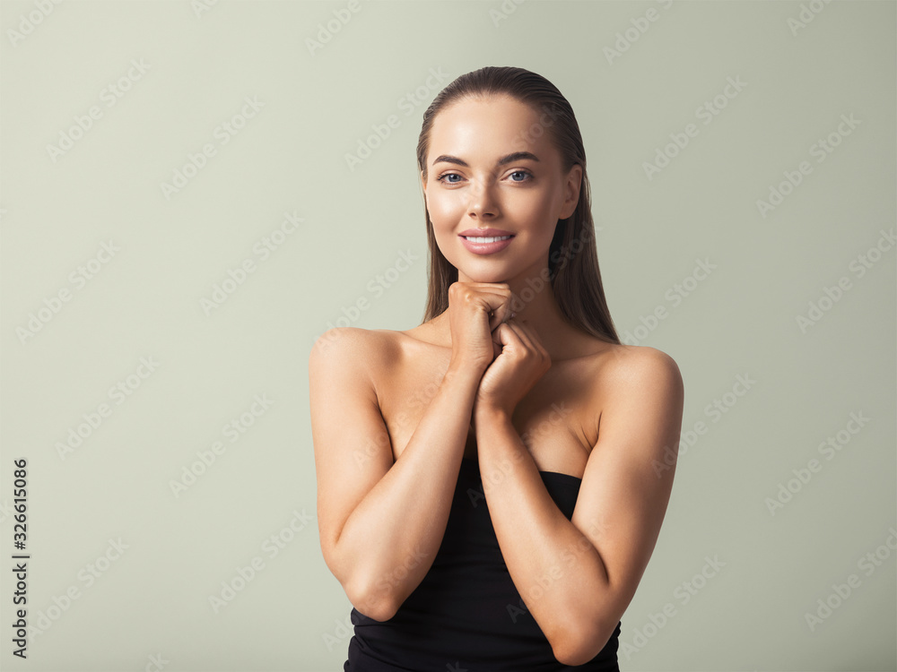 Beautiful woman model healthy beauty long hair and clean skin natural fashion skin care concept Beautiful woman model healthy beauty long hair and clean skin natural fashion skin care concept