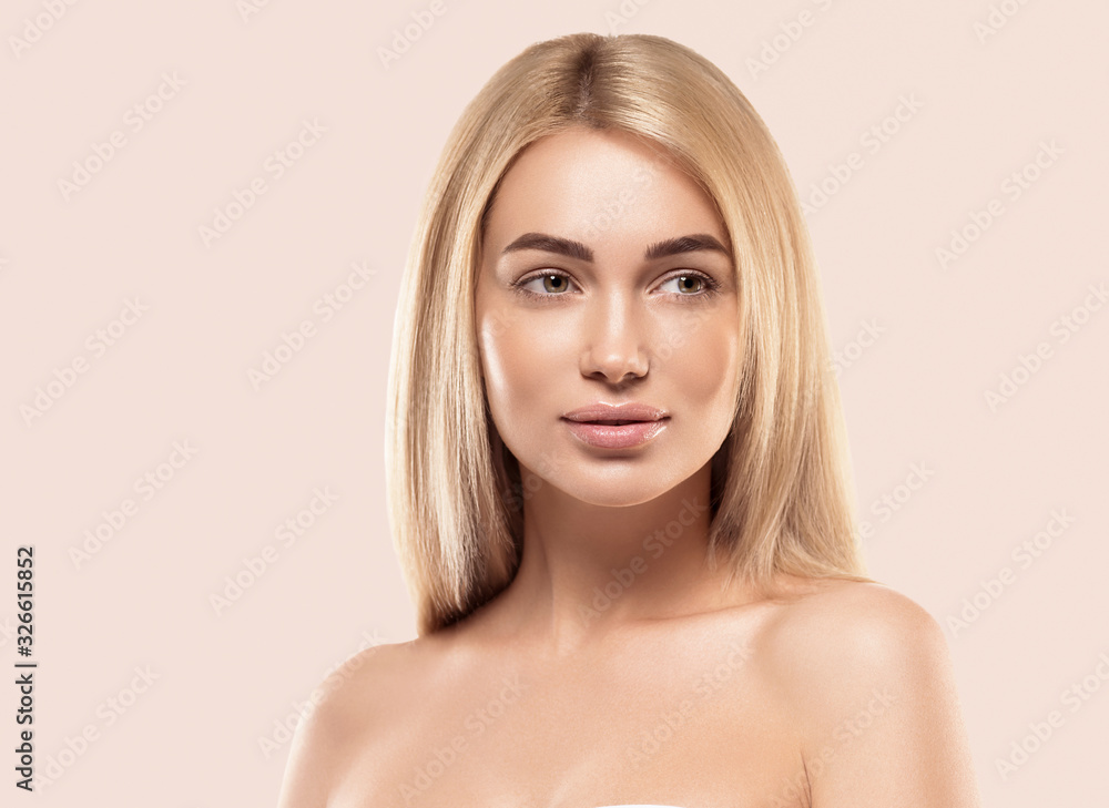 Beautiful woman with long blonde hair natural make up healthy skin beauty Beautiful woman with long blonde hair natural make up healthy skin beauty