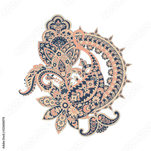 Floral isolated pattern with paisley ornament.