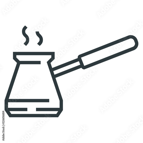 turkish coffee black line icon on white background	