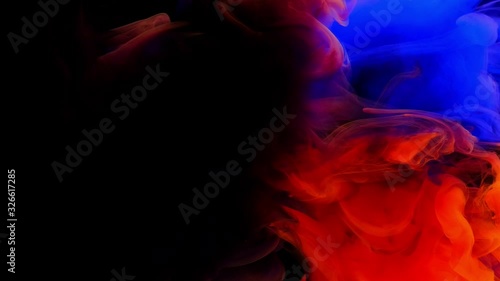4K, Color drops in water, abstract color mix, drop of Ink color mix paint falling on water Colorful ink in water, 4K footage,