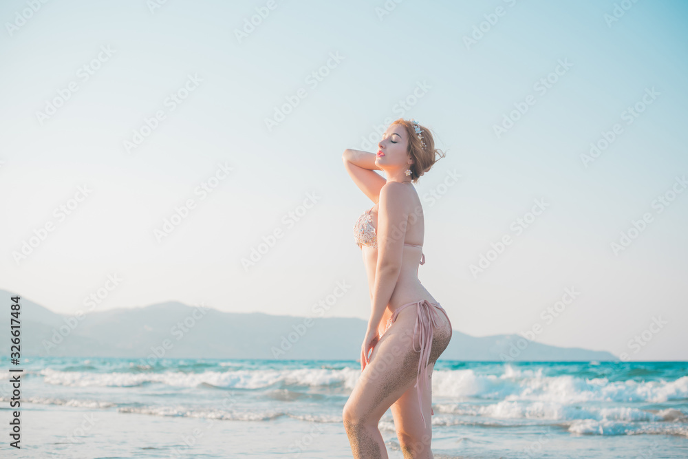 Travelling time. Cute plus size nice woman at vacation, stylish casual style Travelling time. Cute plus size nice woman at vacation, stylish casual style