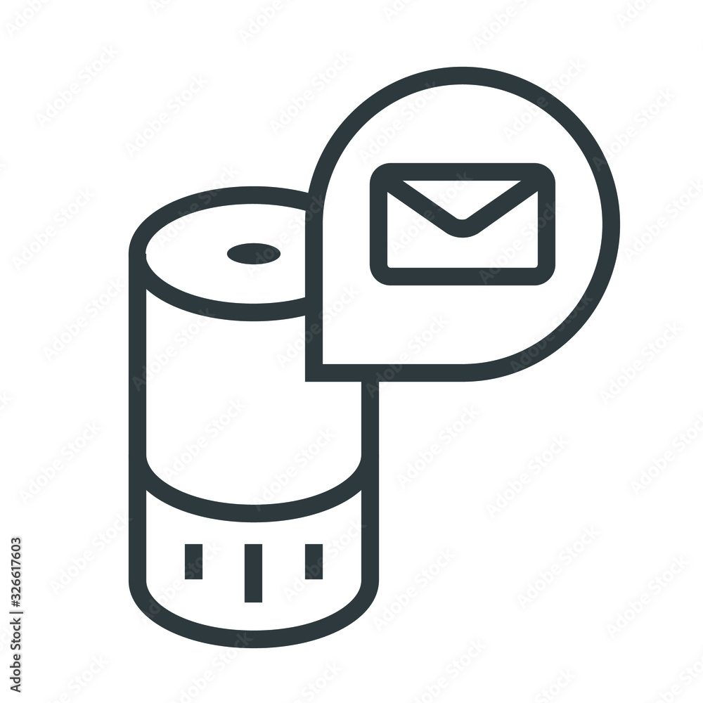smart speaker and mail black line icon on white background smart speaker and mail black line icon on white background