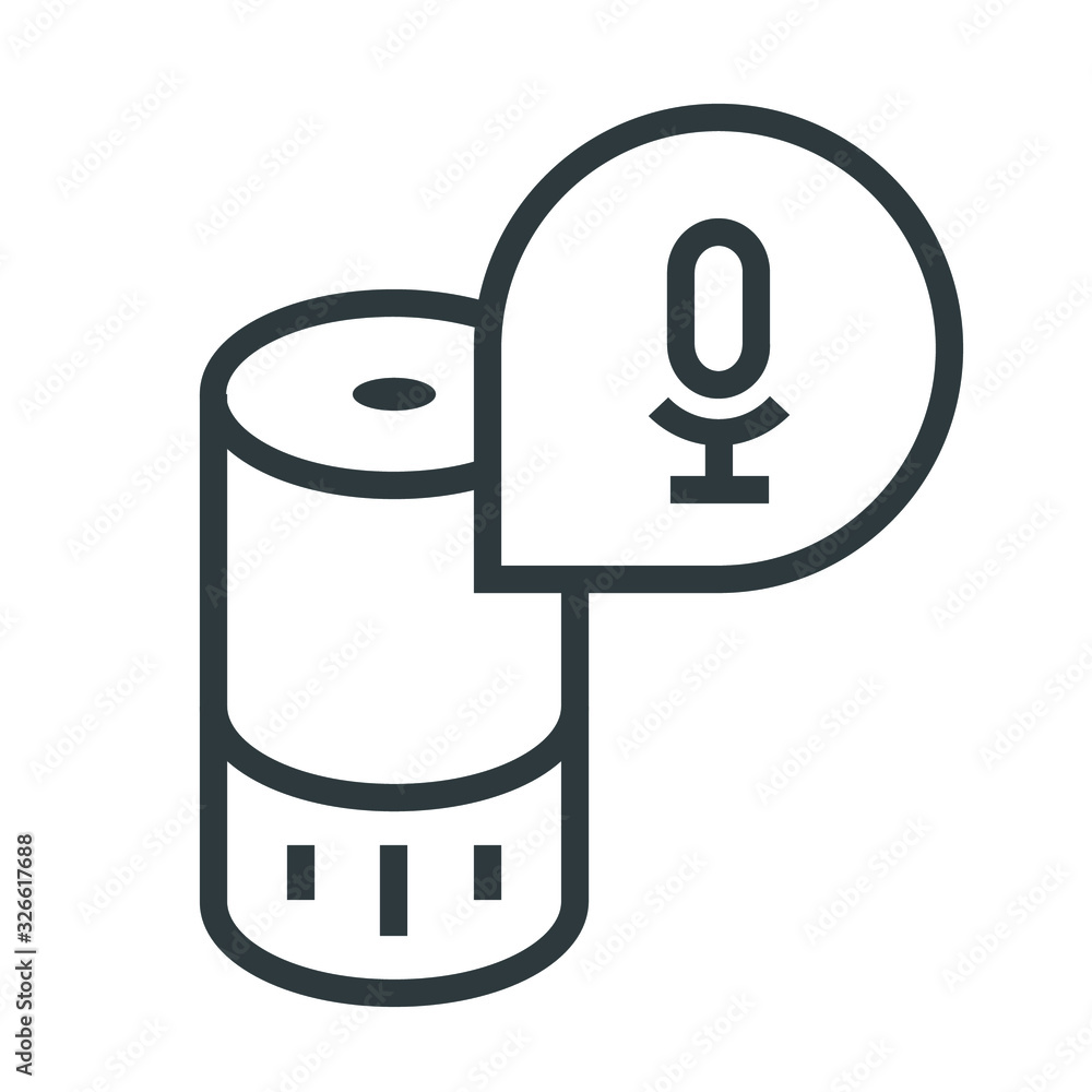 smart speaker and microphone black line icon on white background smart speaker and microphone black line icon on white background