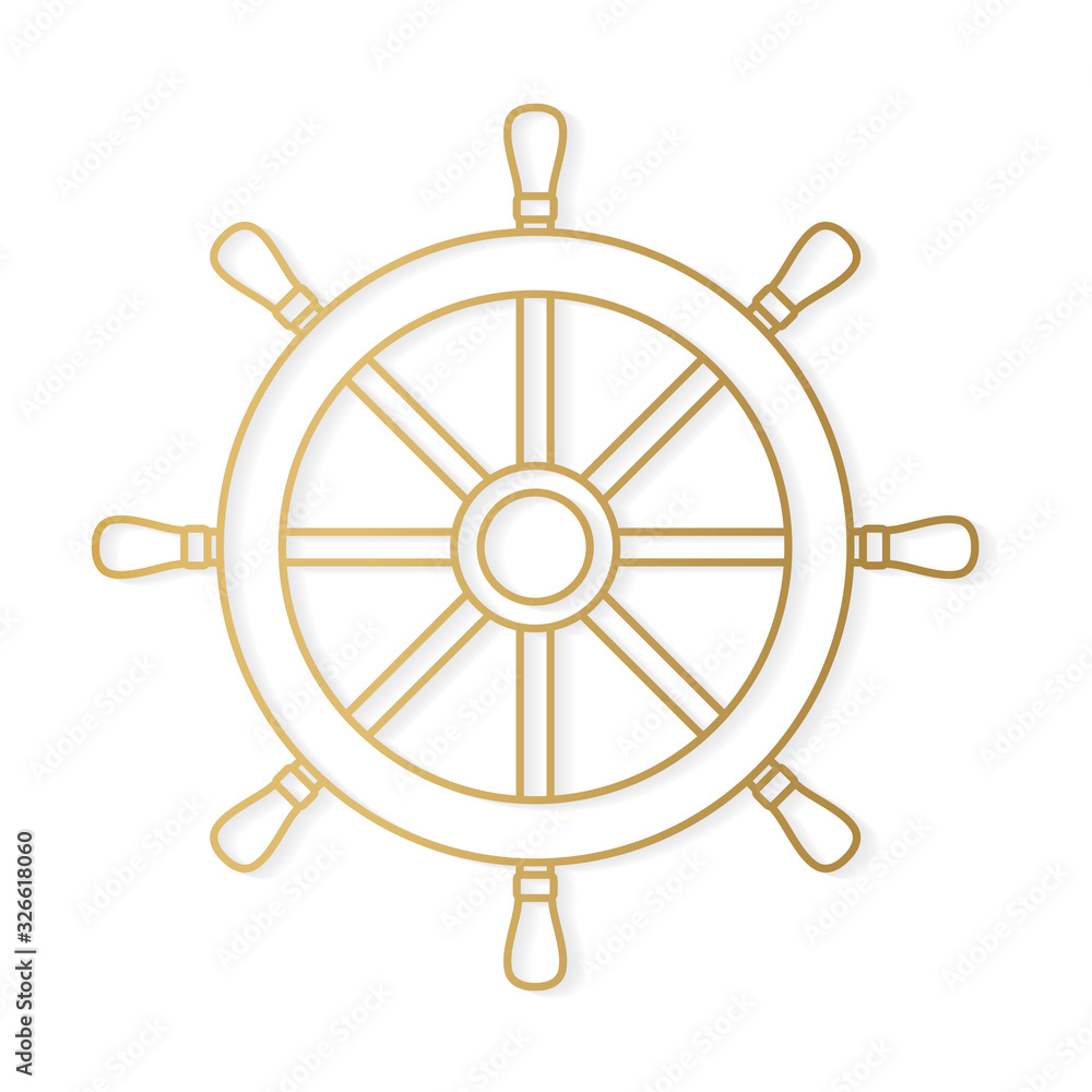 golden ship steering wheel icon- vector illustration golden ship steering wheel icon- vector illustration