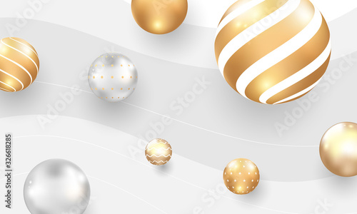 Abstract background with ball. Golden and bubbles. © HNKz