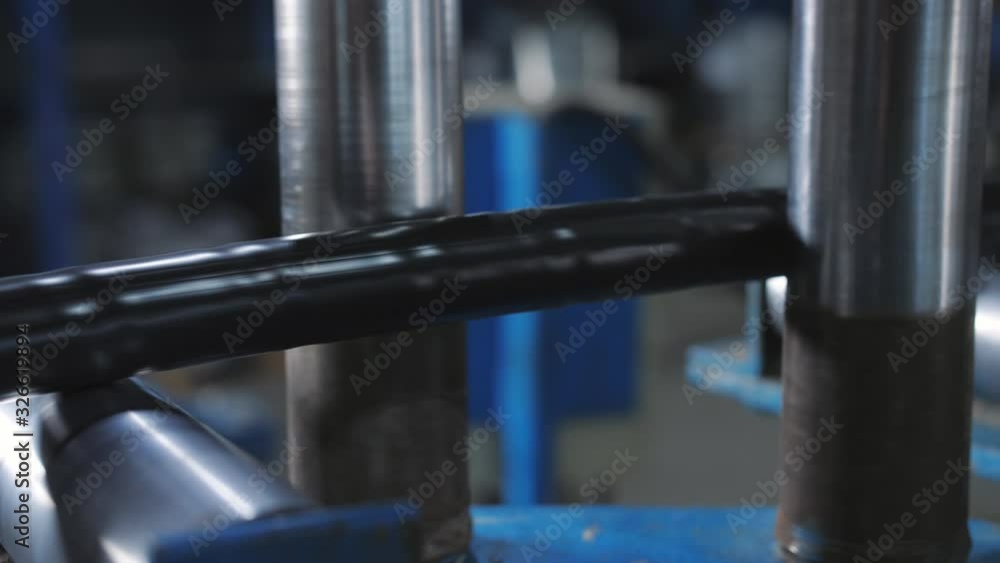 Plant for the production of the cable. Covering the copper cable with an insulating material. Plant for the production of the cable. Covering the copper cable with an insulating material.