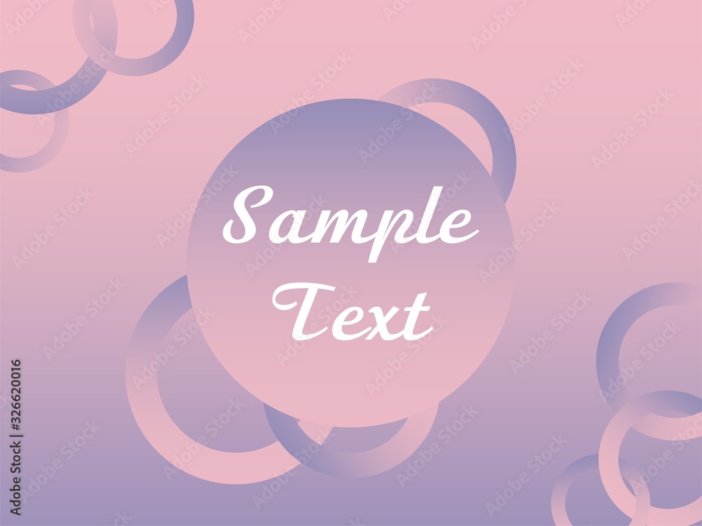 Pink background with gradient and rings. Greeting card with text.