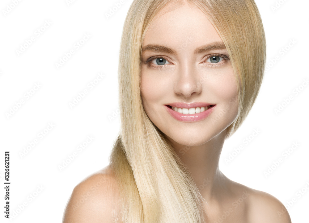 Woman beauty smile white teeth happy young model with clean healthy fresh skin beauty female portrait Woman beauty smile white teeth happy young model with clean healthy fresh skin beauty female portrait