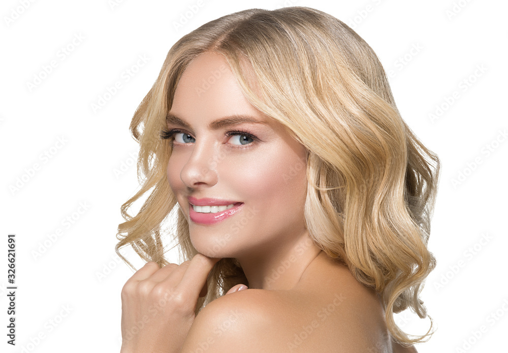 Curly hair woman healthy teeth smile natural teeth beauty concept fashion make up female young model happy girl Curly hair woman healthy teeth smile natural teeth beauty concept fashion make up female young model happy girl