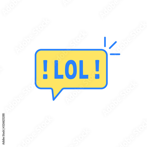 yellow speech bubble with text LOL