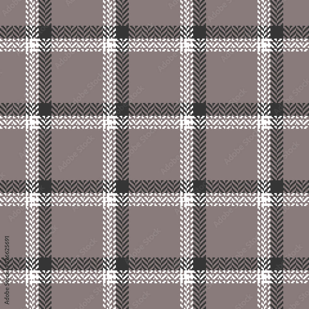 Plaid pattern seamless vector texture. Herringbone tartan check plaid background in brown and white for flannel shirt, blanket, throw, duvet cover, or other modern autumn winter textile design.