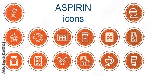 Editable 14 aspirin icons for web and mobile