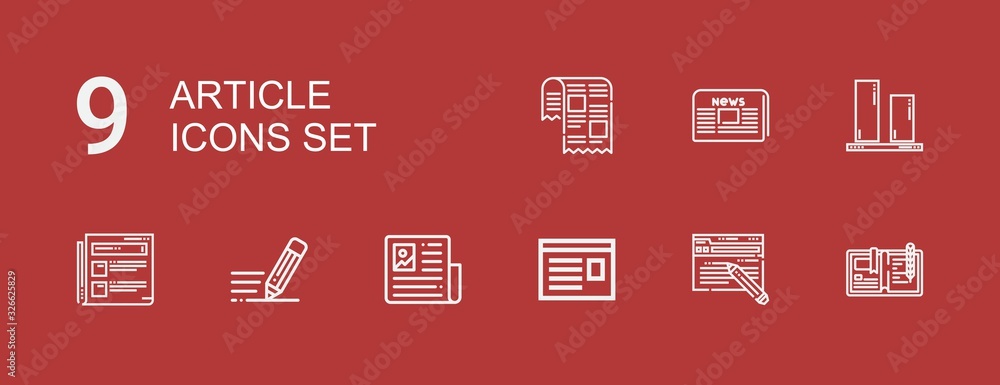 Editable 9 article icons for web and mobile Editable 9 article icons for web and mobile