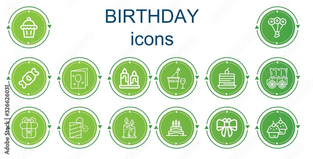 Editable 14 birthday icons for web and mobile Editable 14 birthday icons for web and mobile
