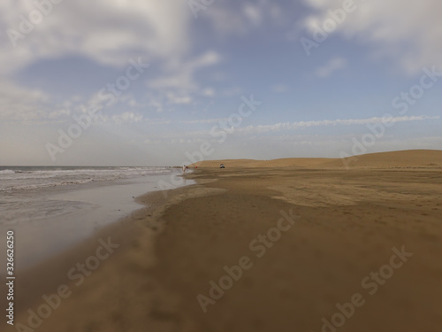 picturesque sunny landscape from Maspalomas beach on the Spanish Canary island of Gran Canaria