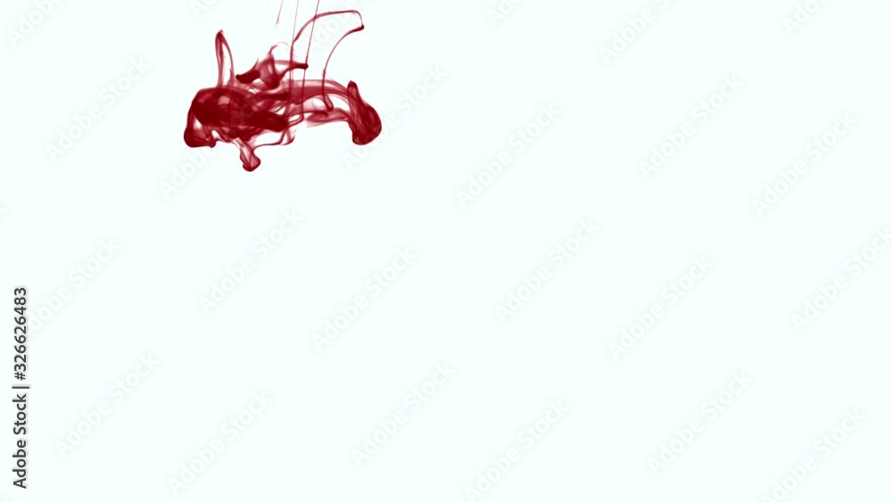 Red ink on white background floating on water. Tattoo artist cleaning his tool on water after completing a tattoo. 4k video, Different colors in gallery Red ink on white background floating on water. Tattoo artist cleaning his tool on water after completing a tattoo. 4k video, Different colors in gallery