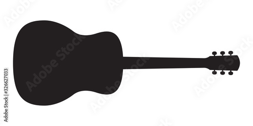 Acoustic guitar black silhouette. Music instrument icon. Vector illustration.
