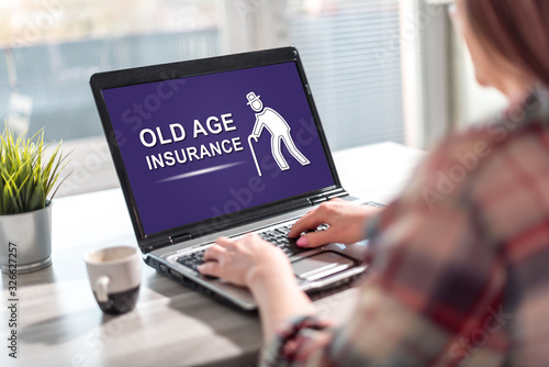 Old age insurance concept on a laptop screen