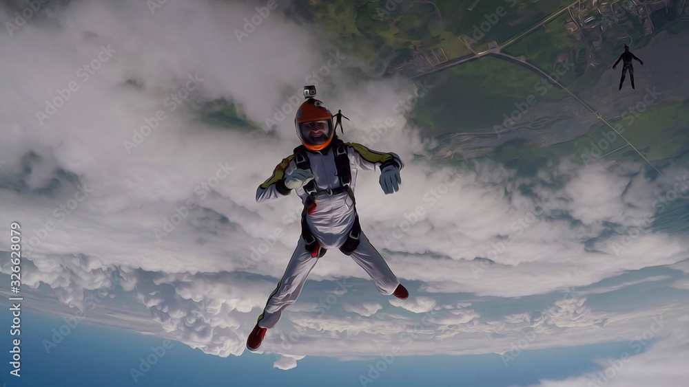 Care. Skydiver does not survive in the air. Person controls his body. Extreme as a hobby. Care. Skydiver does not survive in the air. Person controls his body. Extreme as a hobby.