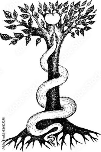 snake on an apple tree