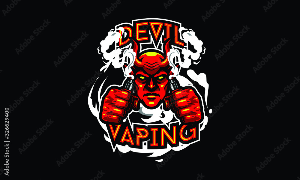 Devil mascot vapor illustration