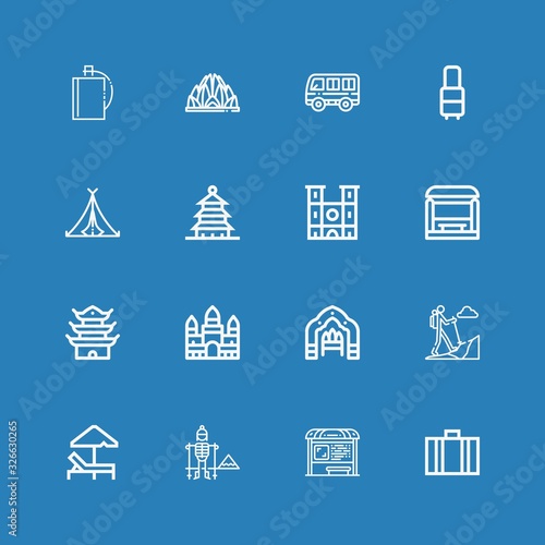 Editable 16 tourist icons for web and mobile