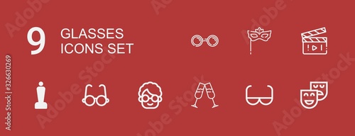 Editable 9 glasses icons for web and mobile