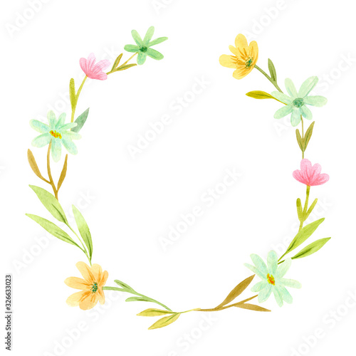 Floral watercolor frame, wreath. © Anastasia