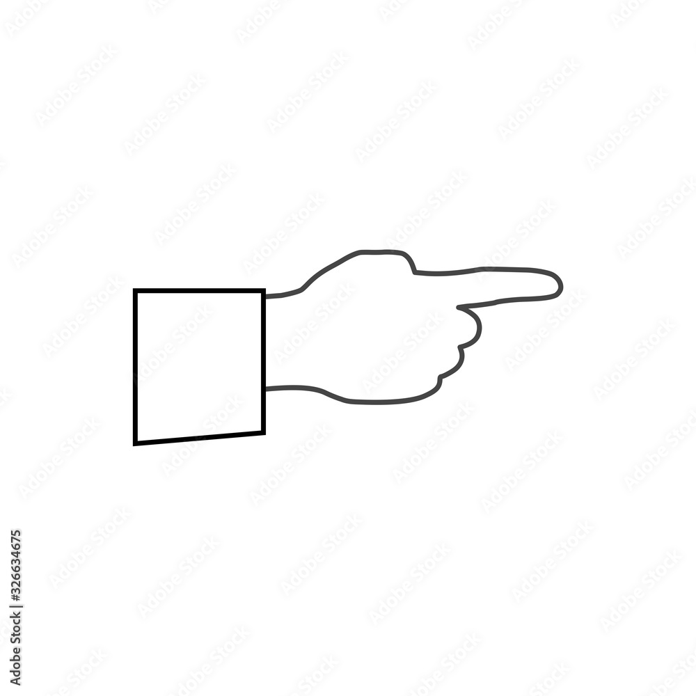 Hand with pointing finger icon isolated on white background Hand with pointing finger icon isolated on white background