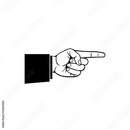Hand with pointing finger icon isolated on white background