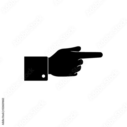 Hand with pointing finger icon isolated on white background