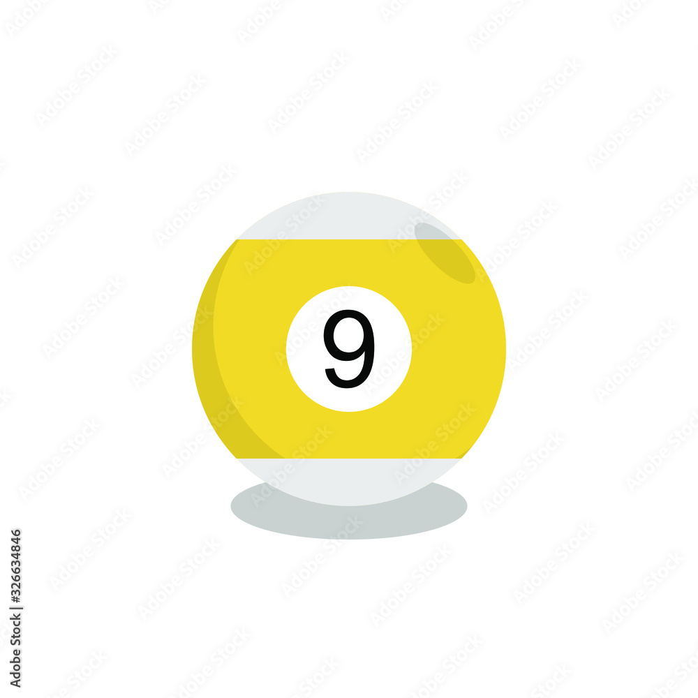Billiard snooker pool ball with number 9 and drop shadow. Vector illustration. EPS 10. Billiard snooker pool ball with number 9 and drop shadow. Vector illustration. EPS 10.